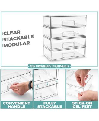 4 Pack Clear Acrylic Drawer Organizers - Makeup Case Pull-Out Drawers (12.1   Wide)