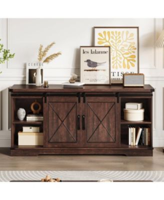 TV Stand for 65 Inch TV, Entertainment Center with Storage and Sliding Barn Doors