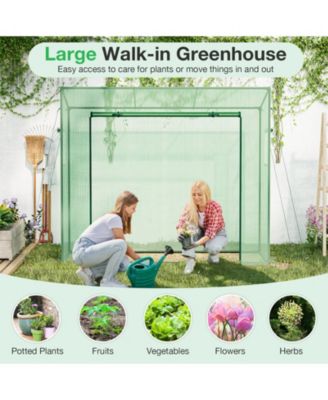 Outdoor Portable PE Cover Heavy-Duty Metal Frame Roll-up Zipper Door Walk-in Greenhouse