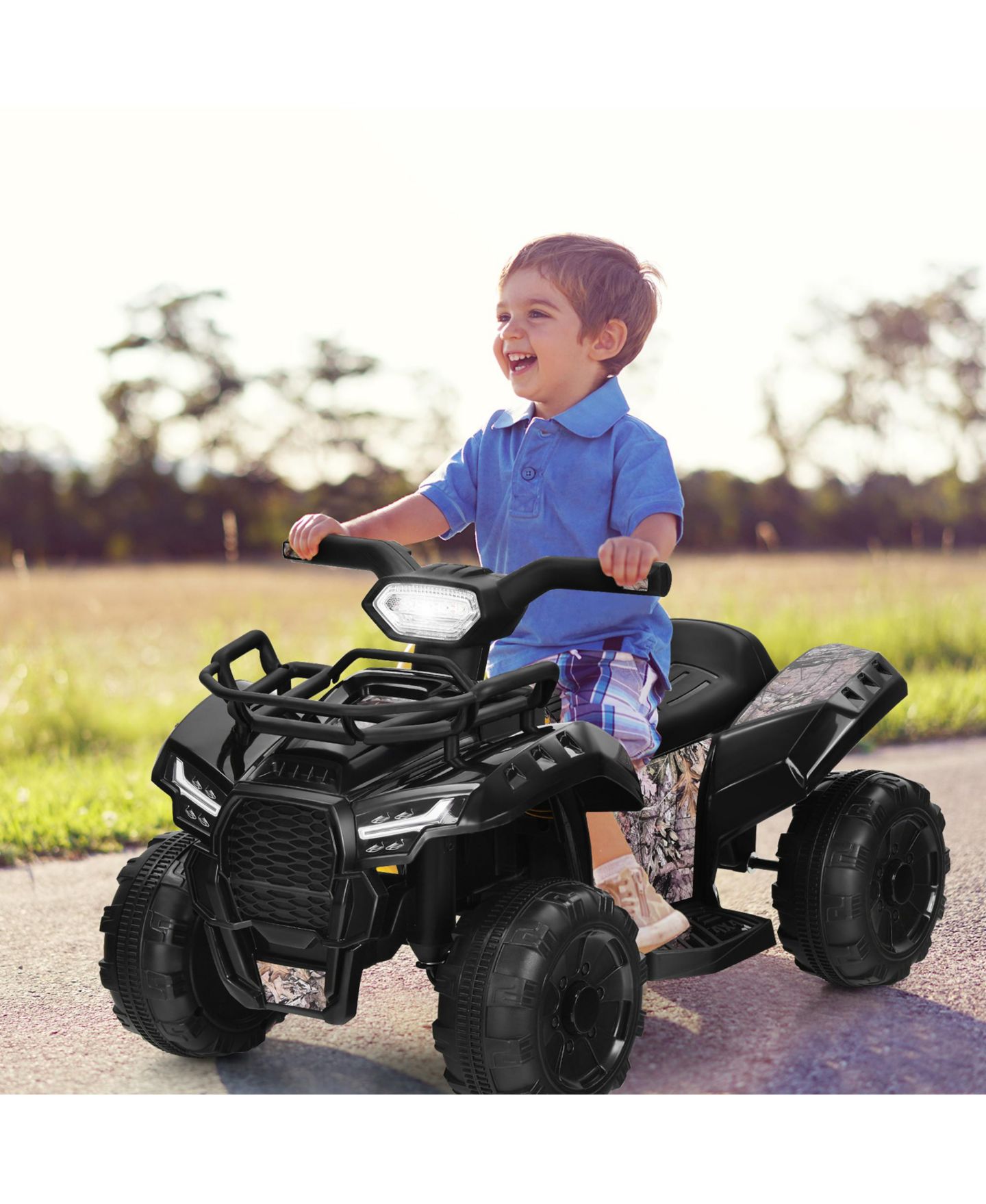 Детская игрушка Gymax 6V 4 Wheels ATV Quad Ride On Car Kids Ride-On Toy w/ Music Horn LED Light Pink, цвет: Чёрный, вариант 1 — фото 2
