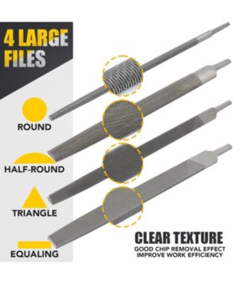 22Pcs Metal Files Set - Needle Small Files 12 Pcs with Carry Case, Flat File/Triangle File/Half-Round File/Round File, Screwdriver Heads 3 Pcs, a Brush, a Rubber Handle, for Wood Metal Carving