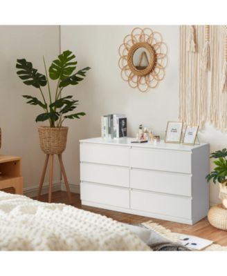 6-Drawer Double Dresser for Bedroom, Wide Storage Cabinet for Living Room and Entryway