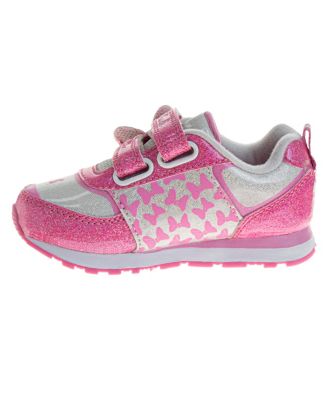 Toddler and Little Girls Minnie Mouse Hook and Loop Light Up Sneakers