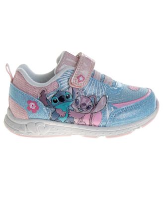 Toddler and Little Girls Stitch and Angel Hook and Loop Pull Tab Light Up Fashion Sneakers