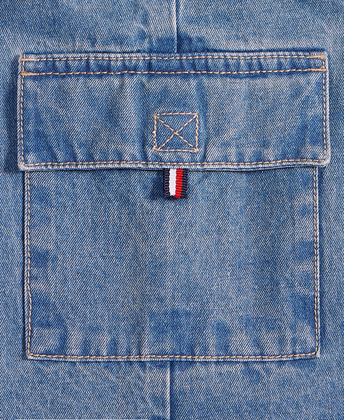 Tommy Hilfiger Big Girls Cotton Denim Wrap Cargo Skort In Dekalb Wash