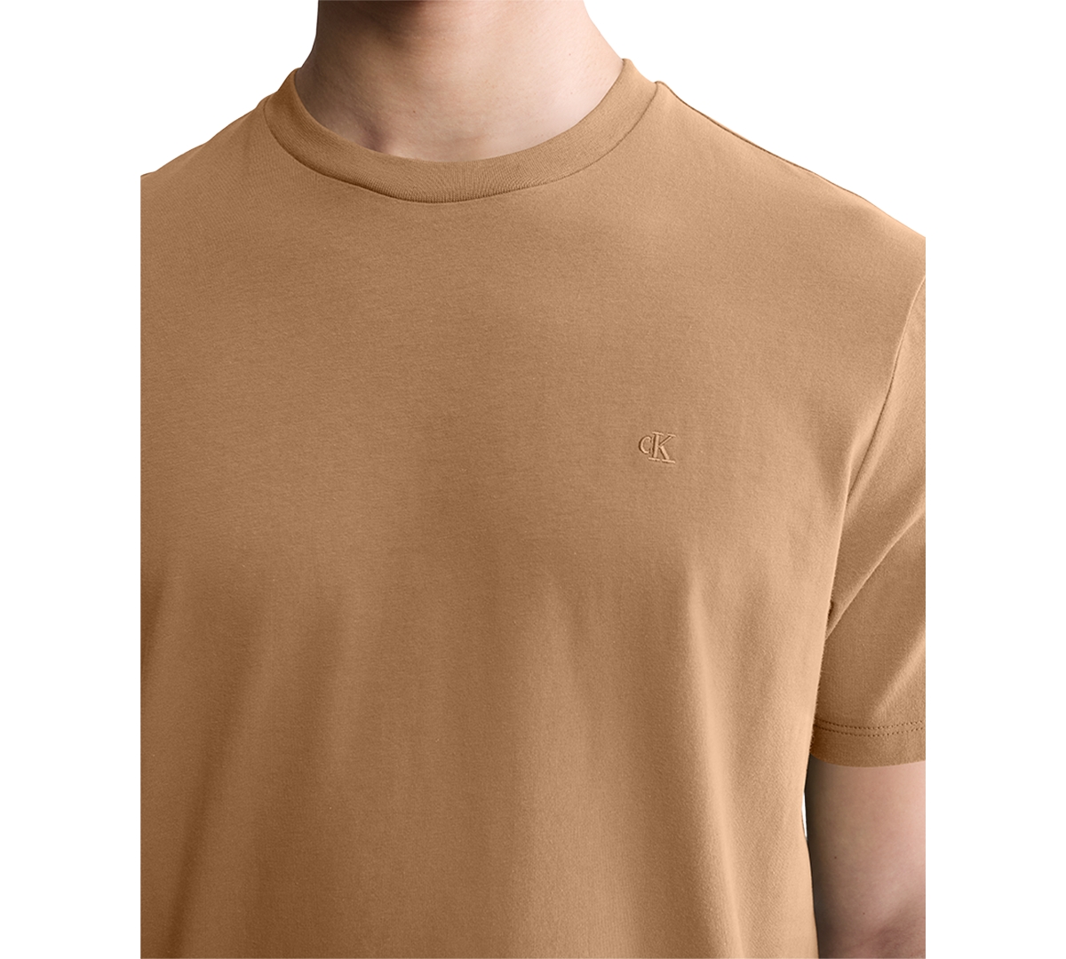 Shop Calvin Klein Men's Smooth Cotton Solid Crewneck T-shirt In Tobacco Brown