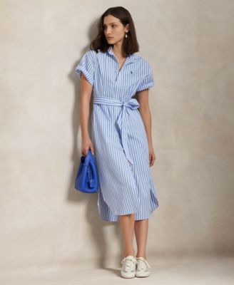 送関込☆POLO RALPH LAUREN BELTED STRIPED COTTON SHIRTDRESS Polo Ralph Lauren Women's Belted Striped Cotton Shirtdress
