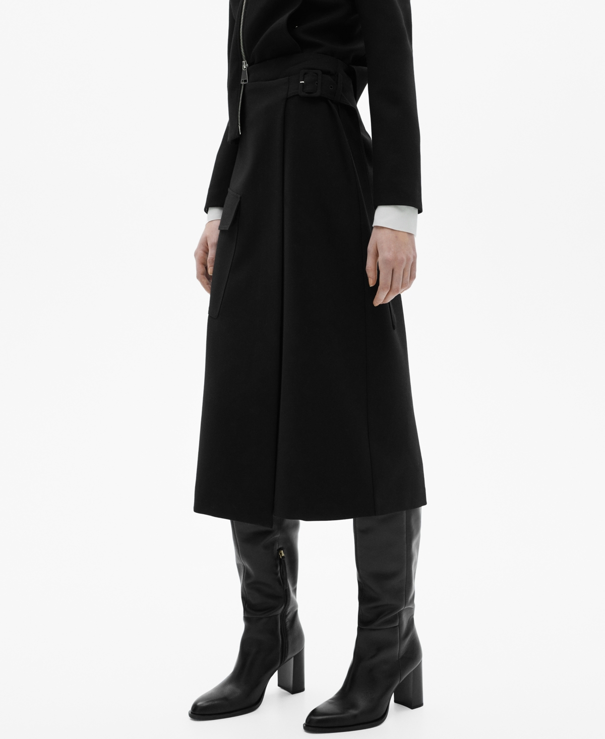 Mango Women's Buckle Detail Midi Skirt In Black