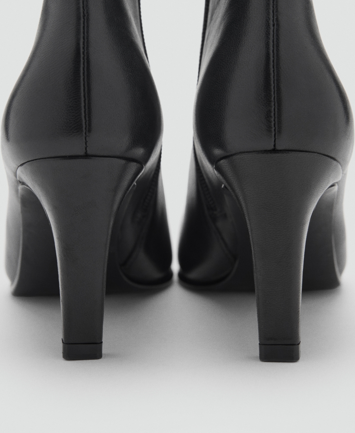 Shop Mango Women's Leather Pointed Ankle Boots In Black