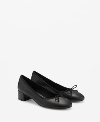 MANGO - Women's Bow Leather Heel Shoes
