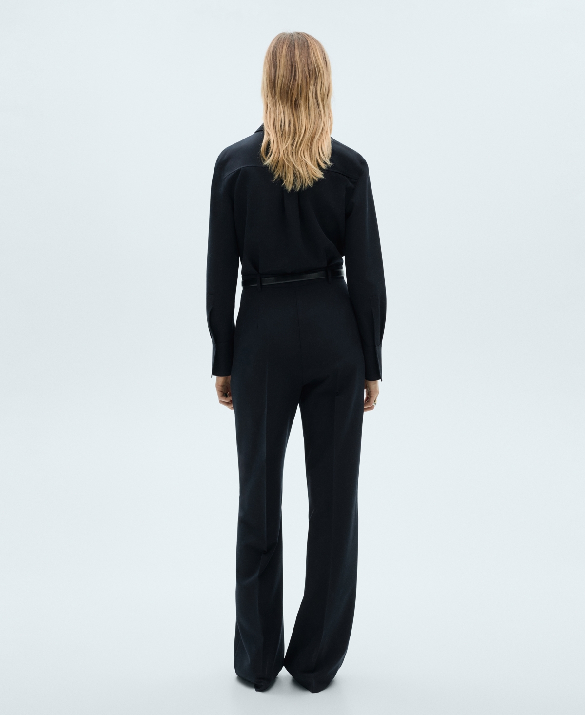 Shop Mango Women's Belted Straight Jumpsuit In Dark Navy