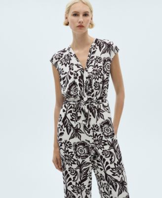 Women's Belt Printed Jumpsuit