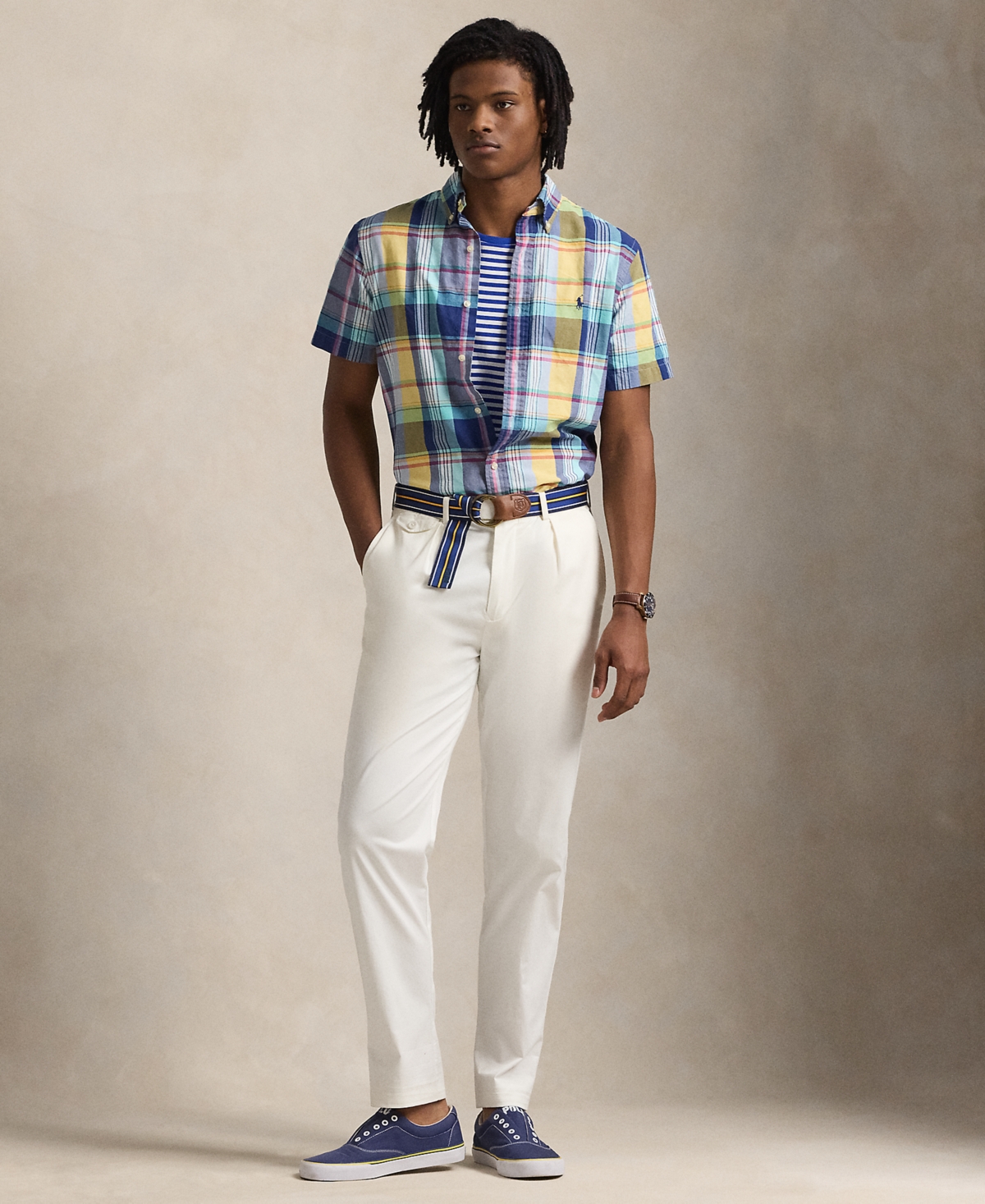 Polo Ralph Lauren Big & Tall Plaid Oxford Sport Shirt In Multi