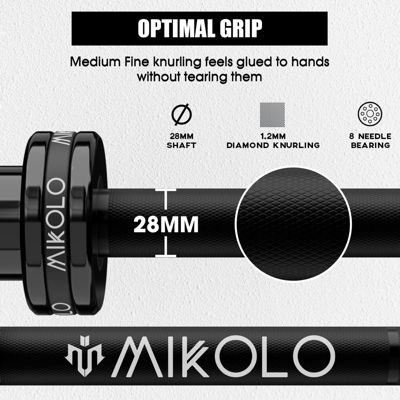 7ft Olympic Barbell, Barbell for Weightlifting and Powerlifting 45lb, Olympic Bar for 1500lbs Capacity, Weight Bar Fit 2” Standard Weights