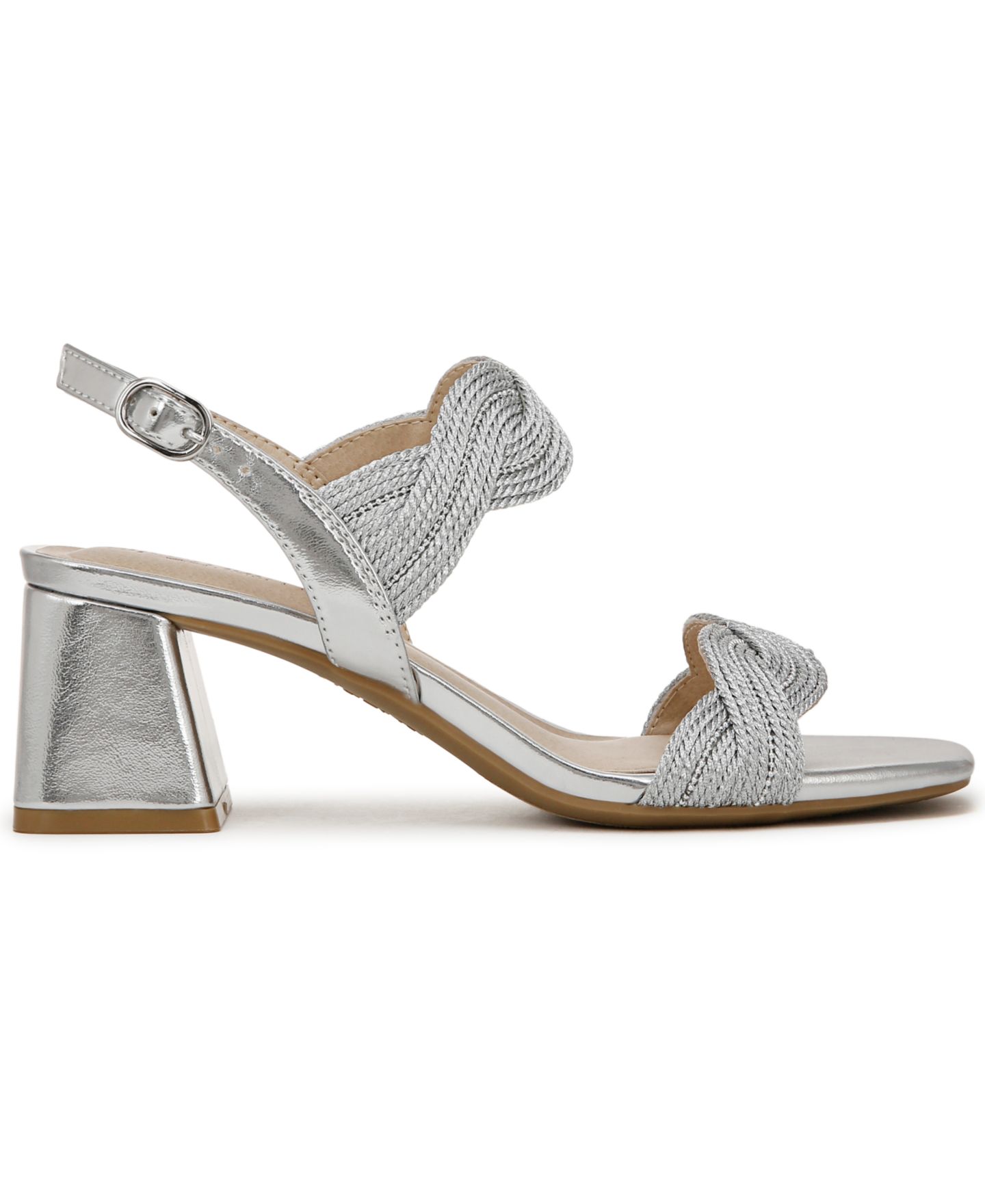 Женские сандалии LifeStride Charnelle Angled Block Heel Square Open Toe Slingback Dress Sandals, цвет: Серебряная искусственная кожа — фото 2
