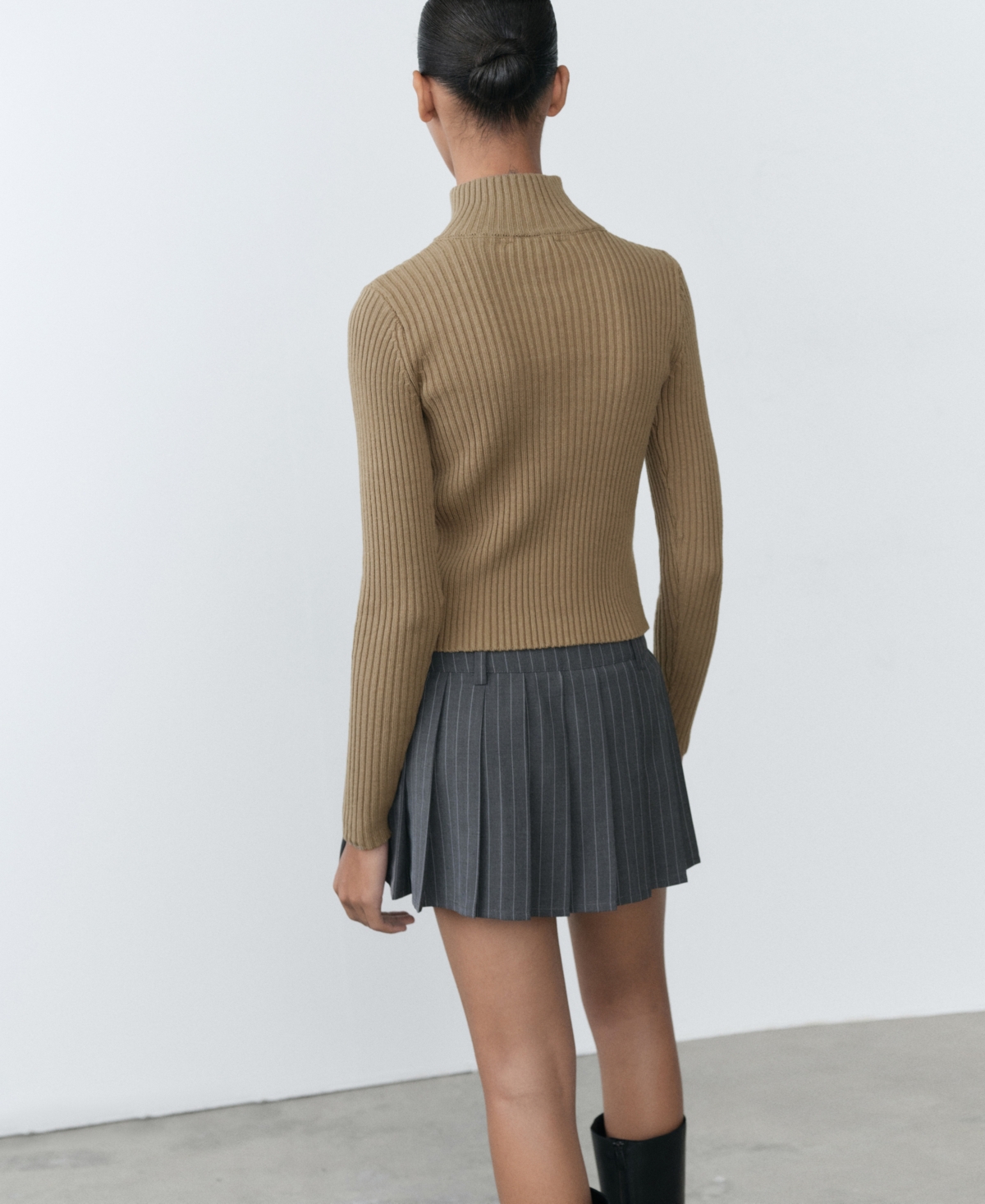 Mango Women's Perkins Logo Neck Sweater In Khaki