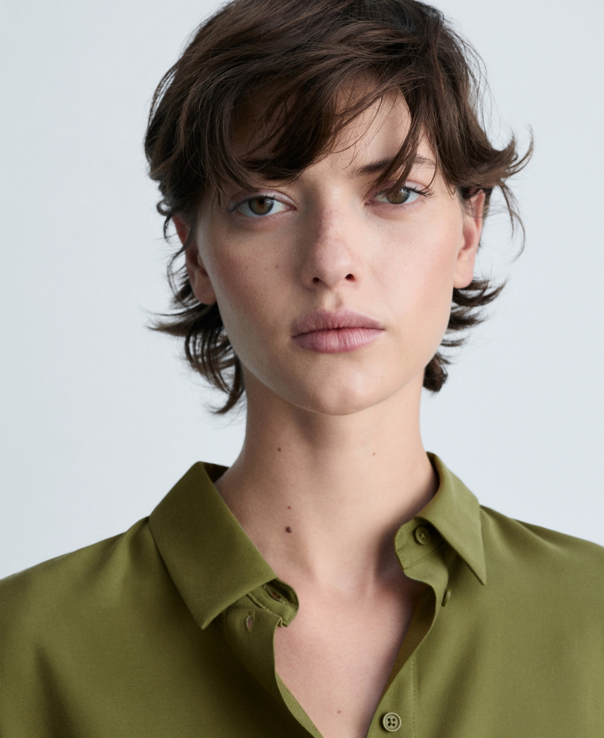 MANGO WOMEN'S SHORT SLEEVE FLUID SHIRT 