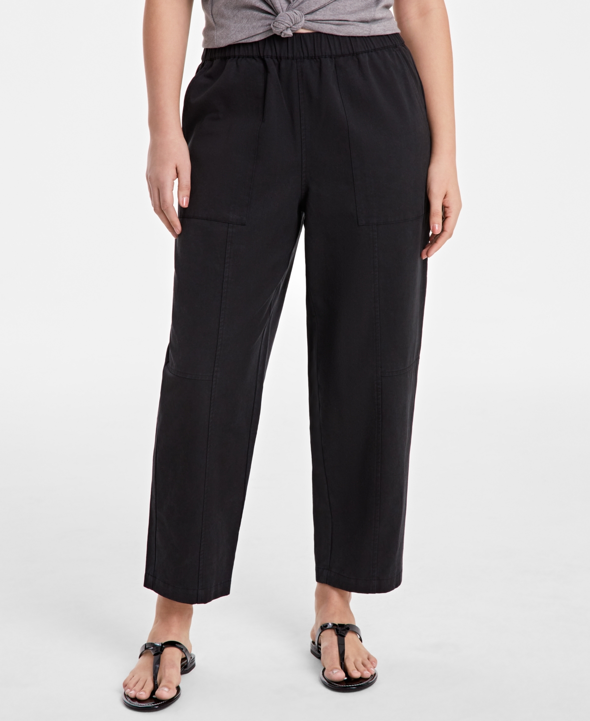 On 34th Women's Pull-on Utility Barrel Pants, Exclusively At Macy's In Deep Black