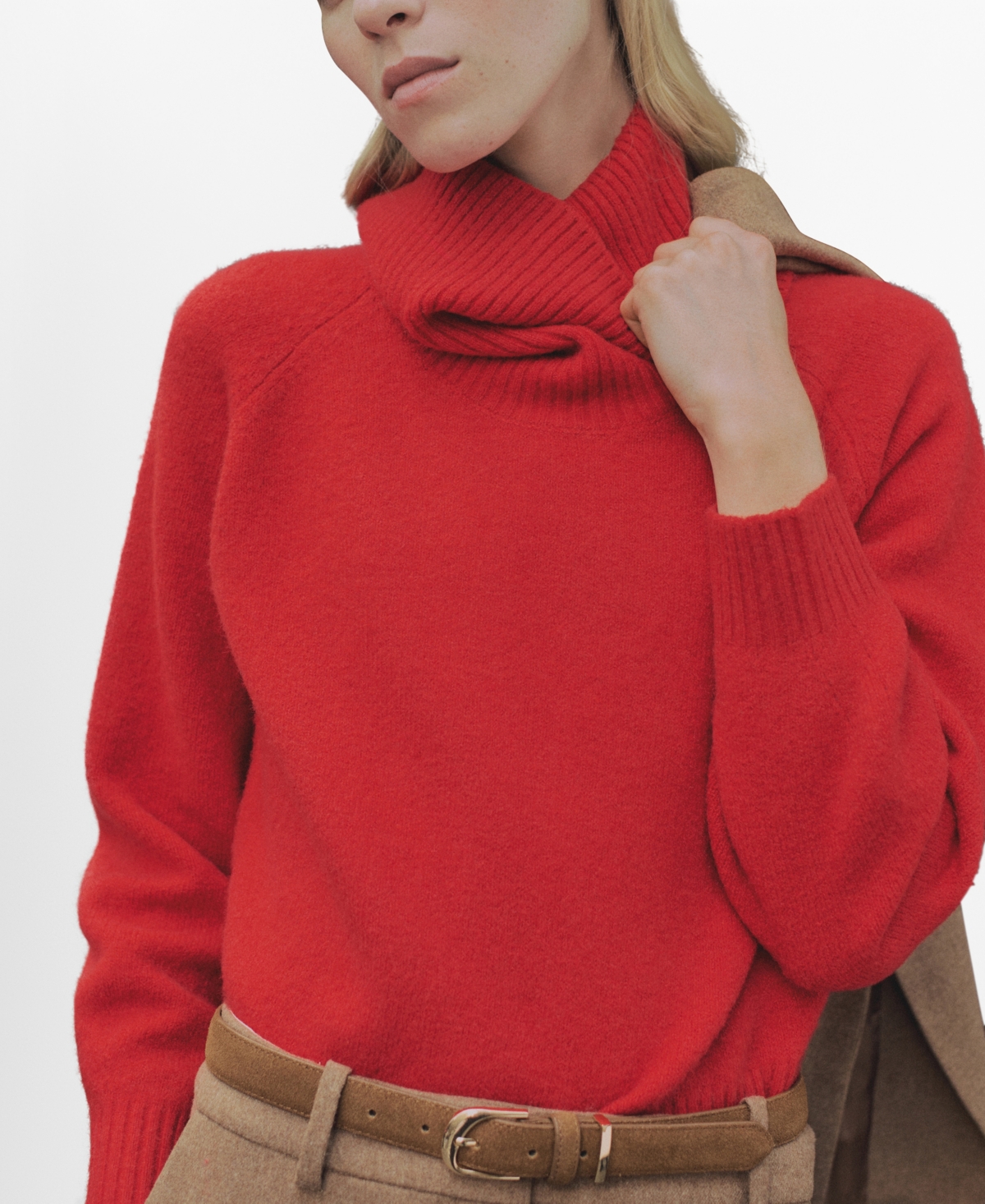 MANGO WOMEN'S TURTLENECK KNITTED SWEATER 