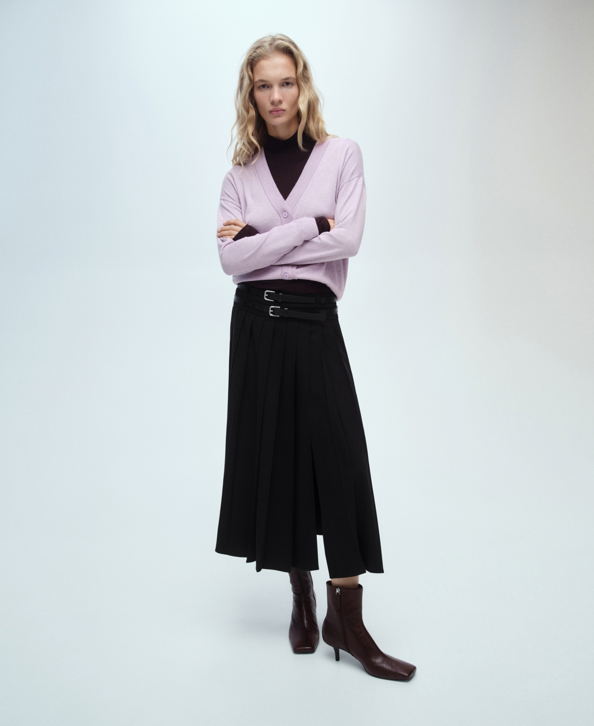 Mango V-neck Cardigan In Light,pastel Purple