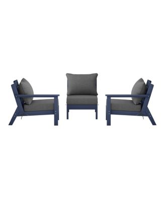 Outdoor Patio HDPE Navy Blue Sectional Sofa with Patio Cushions