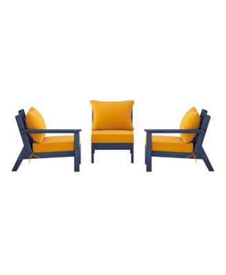 Outdoor Patio HDPE Navy Blue Sectional Sofa with Patio Cushions