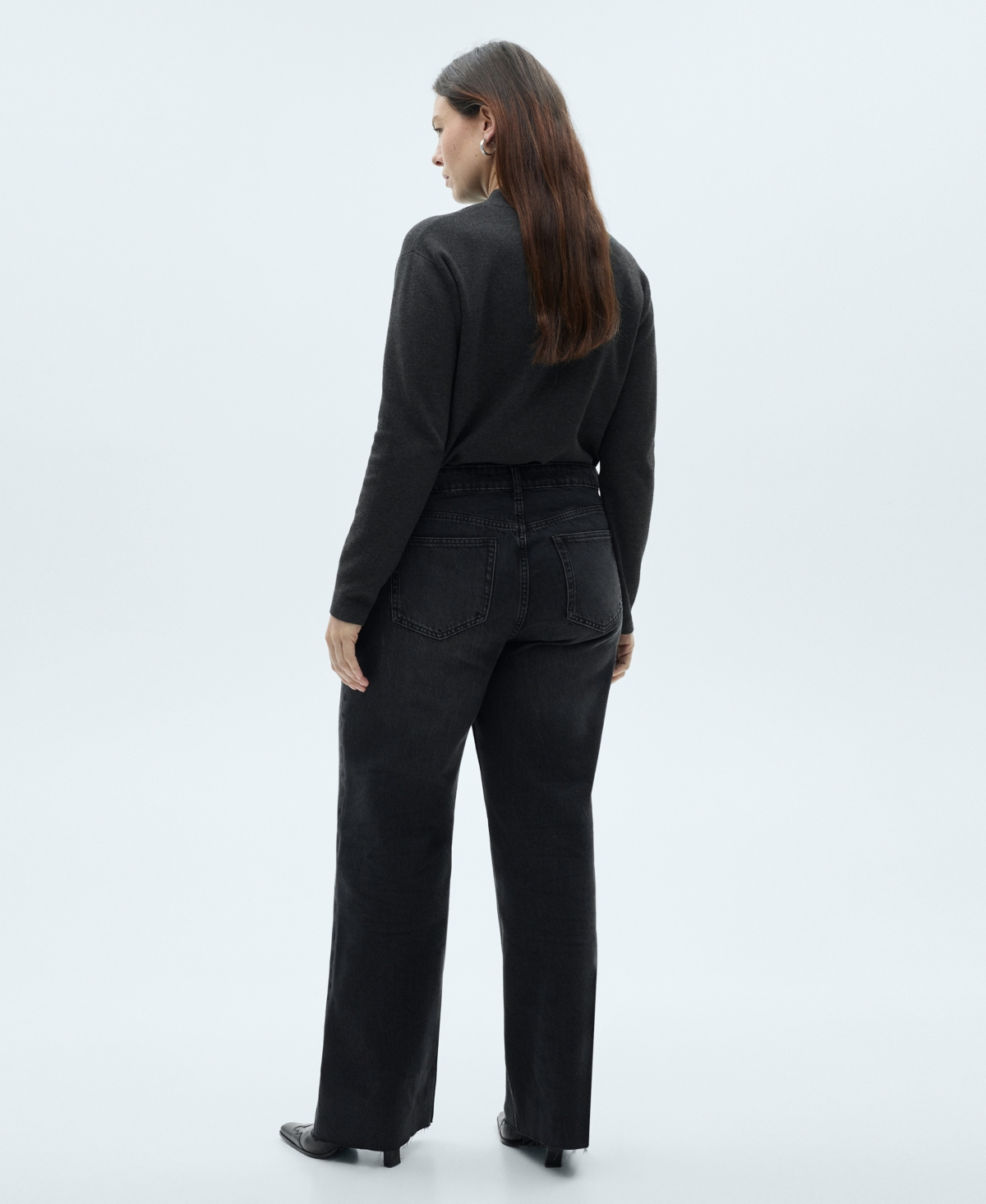 Mango Women's Danila Wide Leg High-rise Jeans In Black Denim