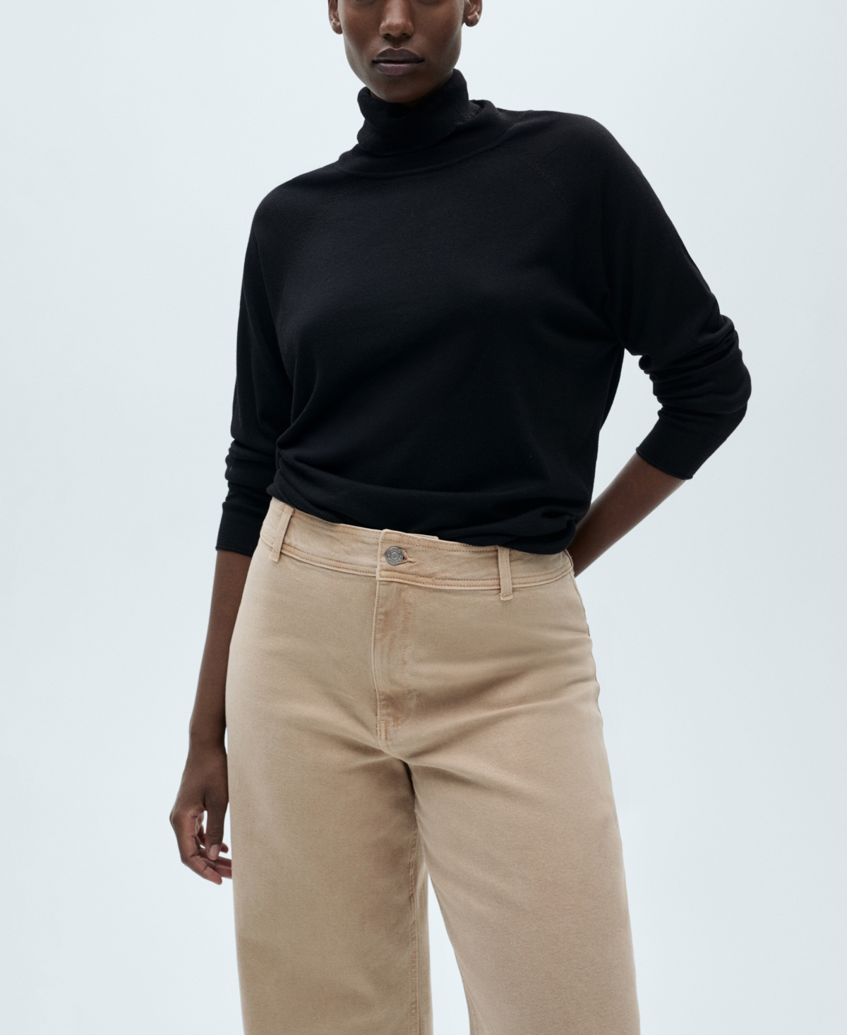 Shop Mango Women's Catherin Culotte High-rise Jeans In Sand