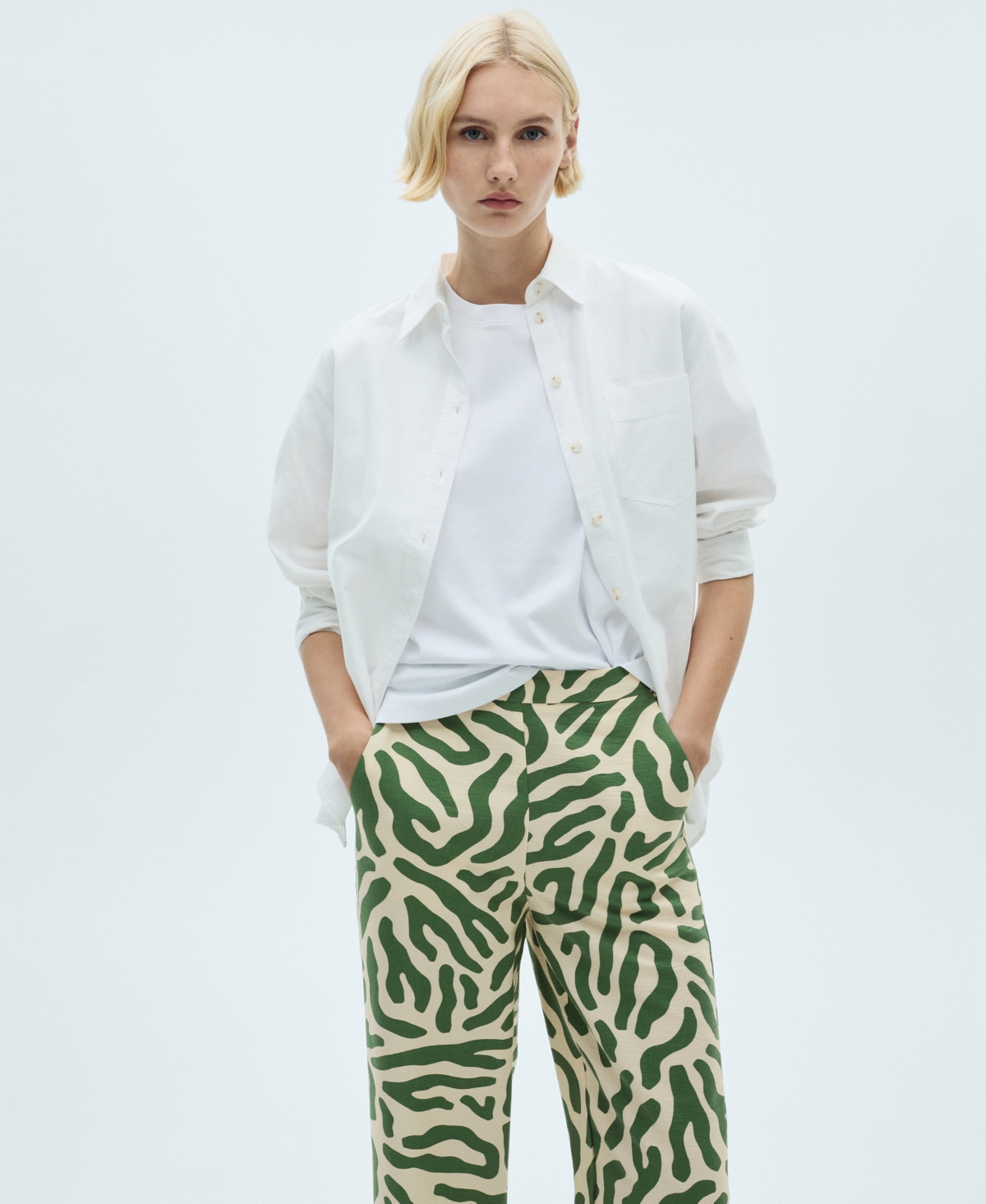 Mango Women's Printed Straight Pants In Green
