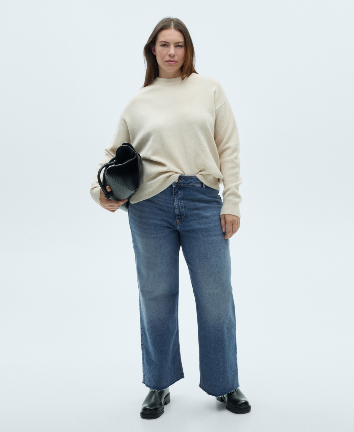 Shop Mango Women's Catherin Culotte High-rise Jeans In Medium Blue