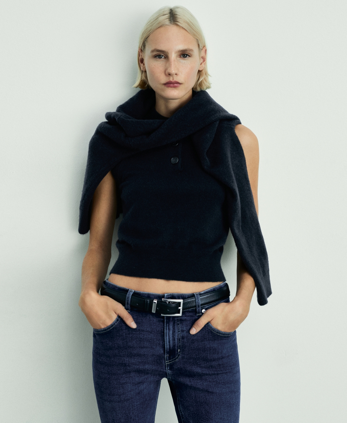 Mango Women's Crop Flared Jeans In Dark Blue