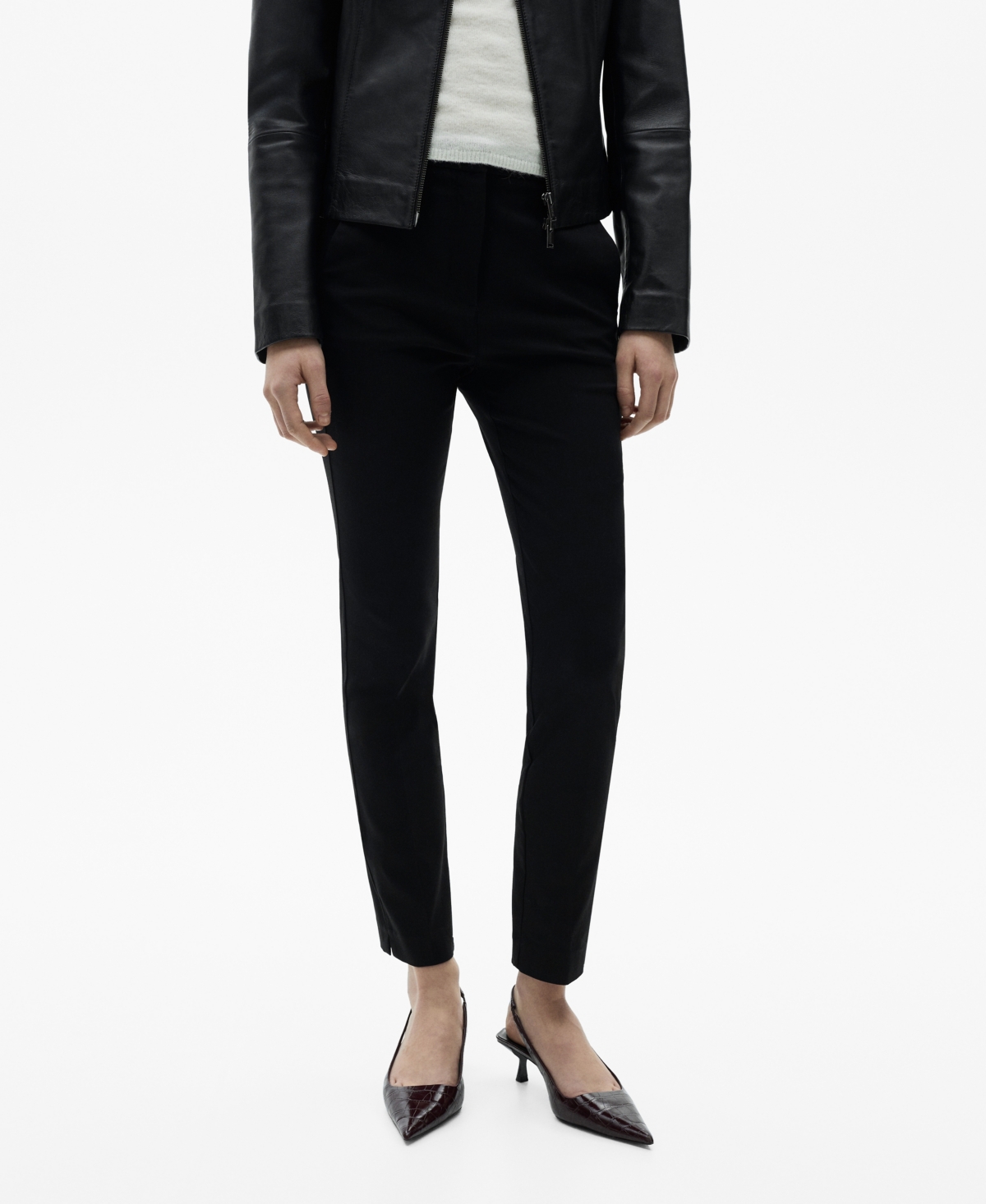 Shop Mango Women's Crop Skinny Pants In Black