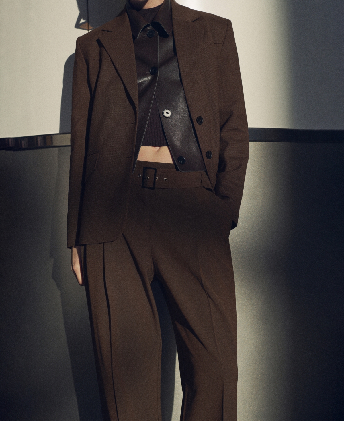Mango Women's Belt Suit Pants In Brown