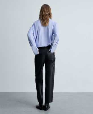 Women's Leather-Effect Straight Pants