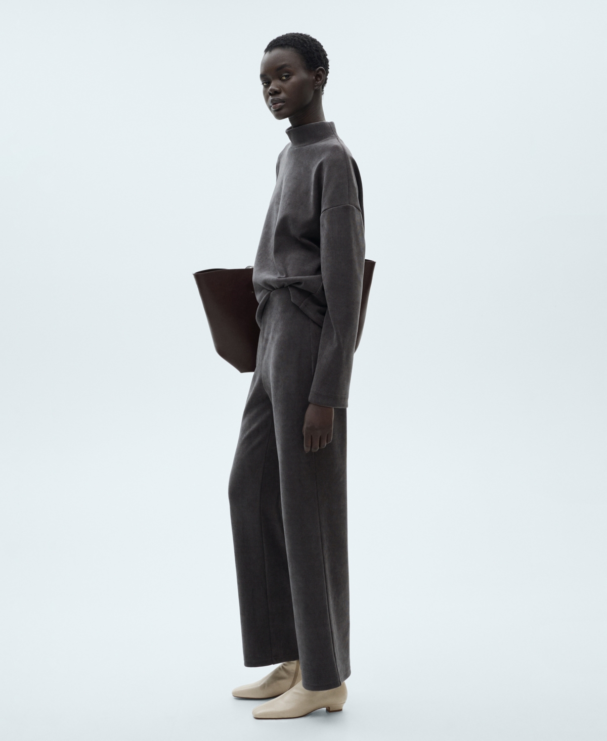 Shop Mango Women's Corduroy Straight Pants In Dark Heather Gray