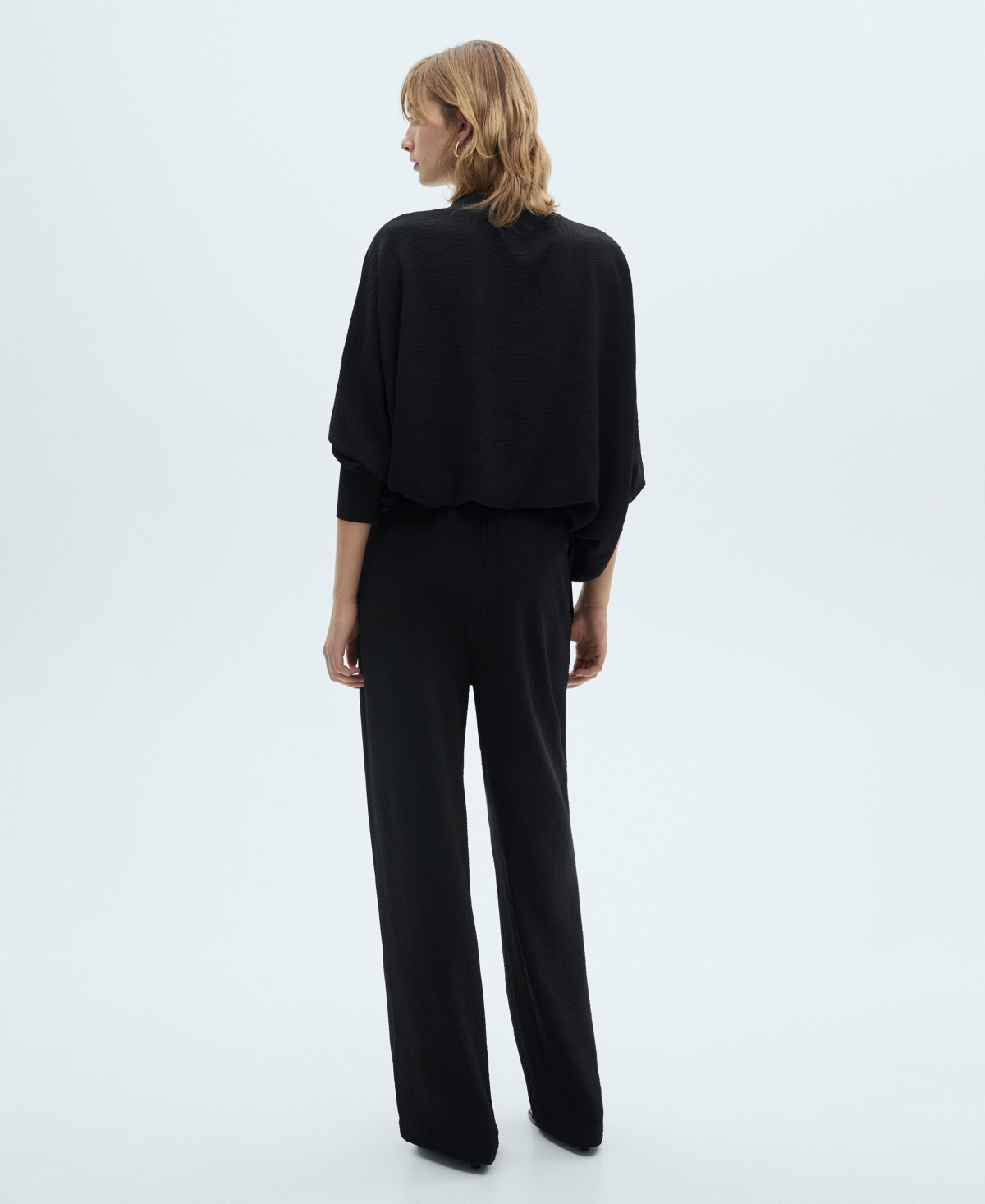 Mango Pleated Wide Leg Pants In Black