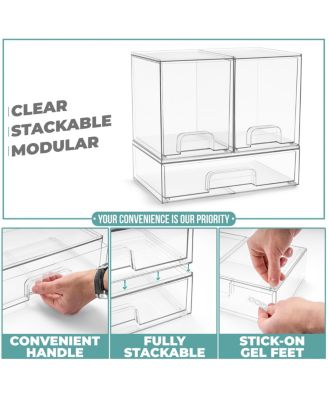 3 Pack Clear Acrylic Drawer Organizers - Makeup Case Pull-Out Drawers (7.6   Tall and 12.1   Wide)