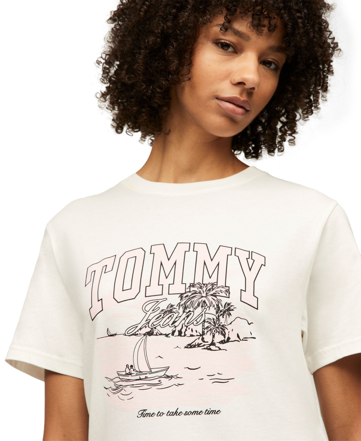 Tommy Jeans Women's Relaxed Tonal Tropics Graphic Tee In Ecru