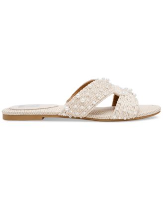 Women's Geeya Pearl Embellished Crisscross Slide Sandals