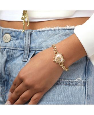 Gold-Tone Chain Bracelet with Crown Heart Charm