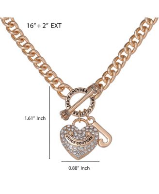 Gold-Tone Heart and Logo Toggle Charm Necklace