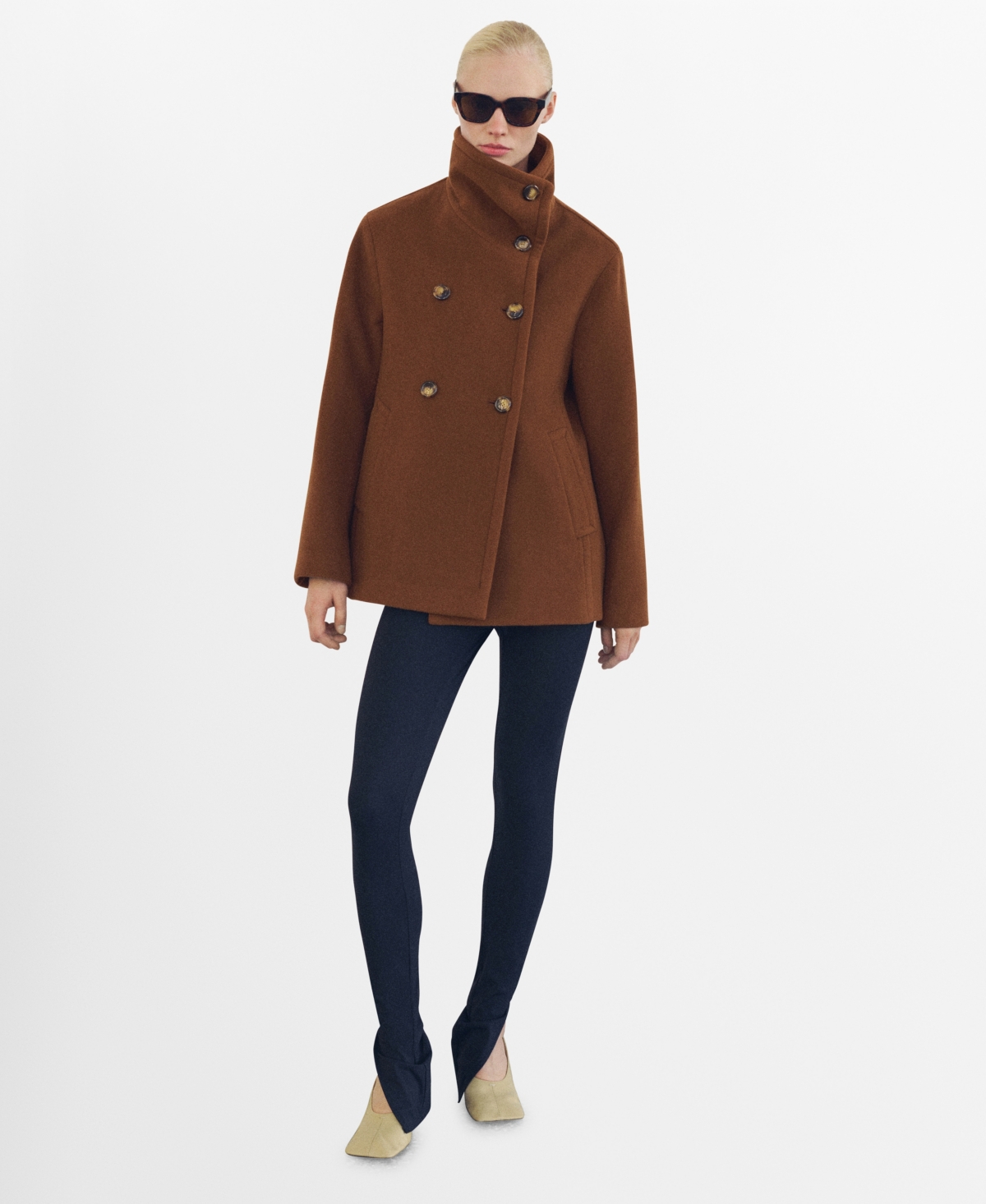 Shop Mango Women's Double-breasted Wool Coat In Brown