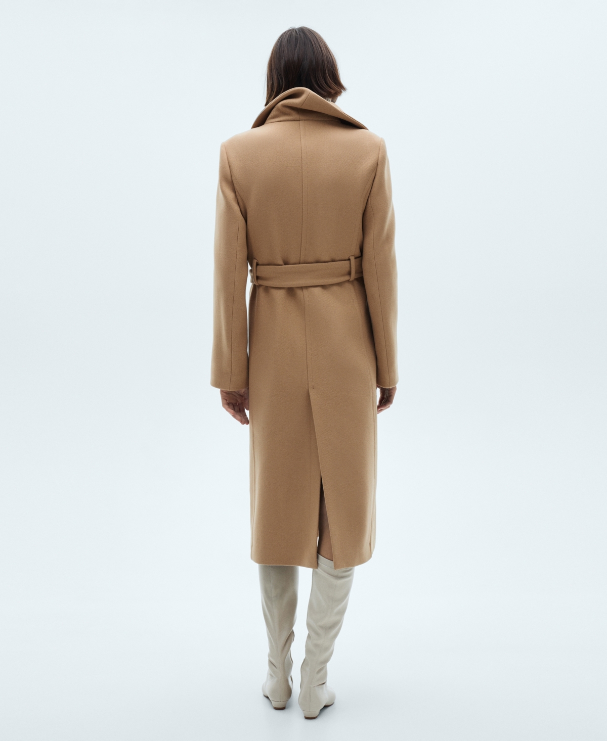 Mango Belted Manteco Wool Coat Medium Brown In Medium Brown