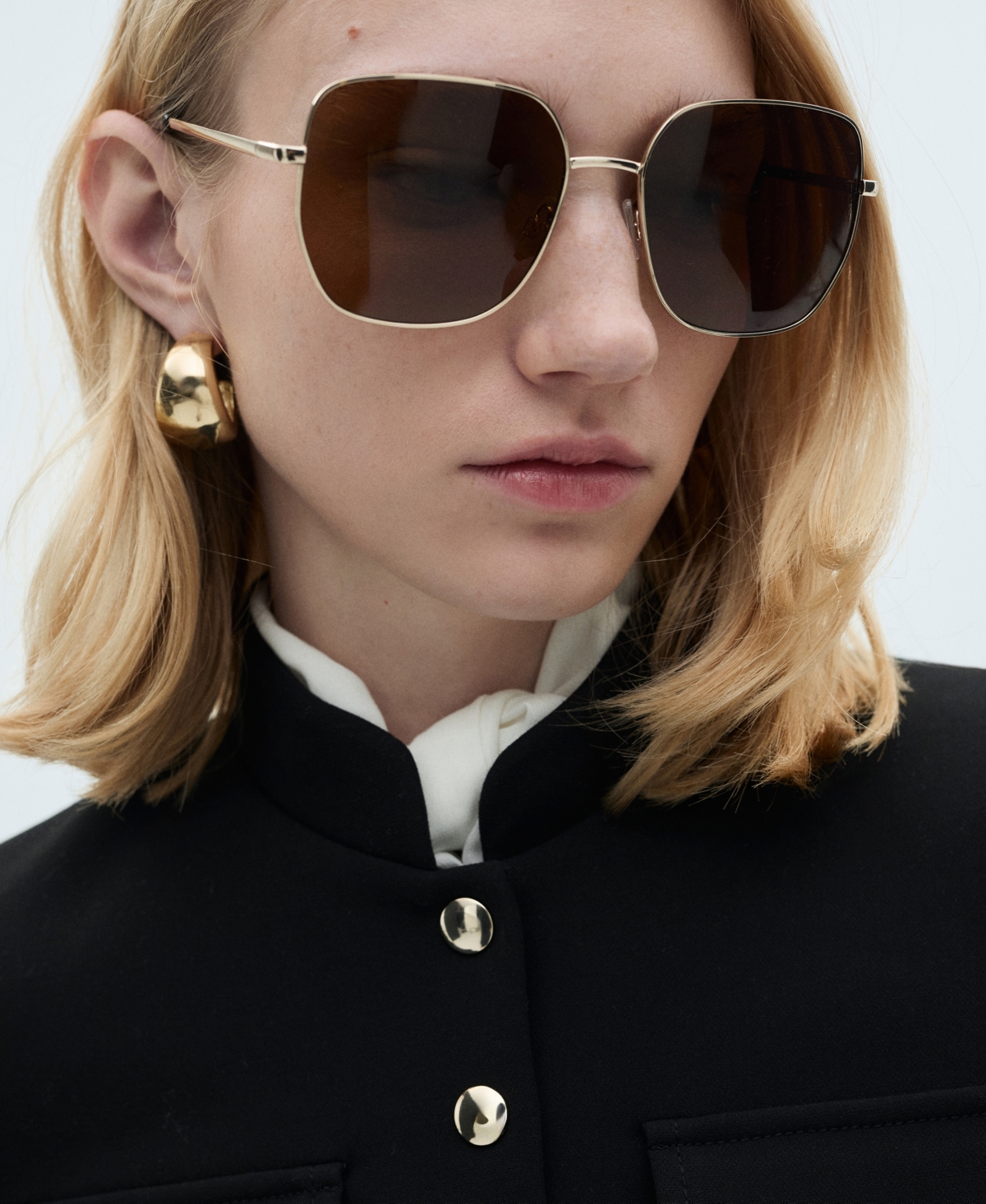 Mango Jacket Pockets With Button Detail Black In Black
