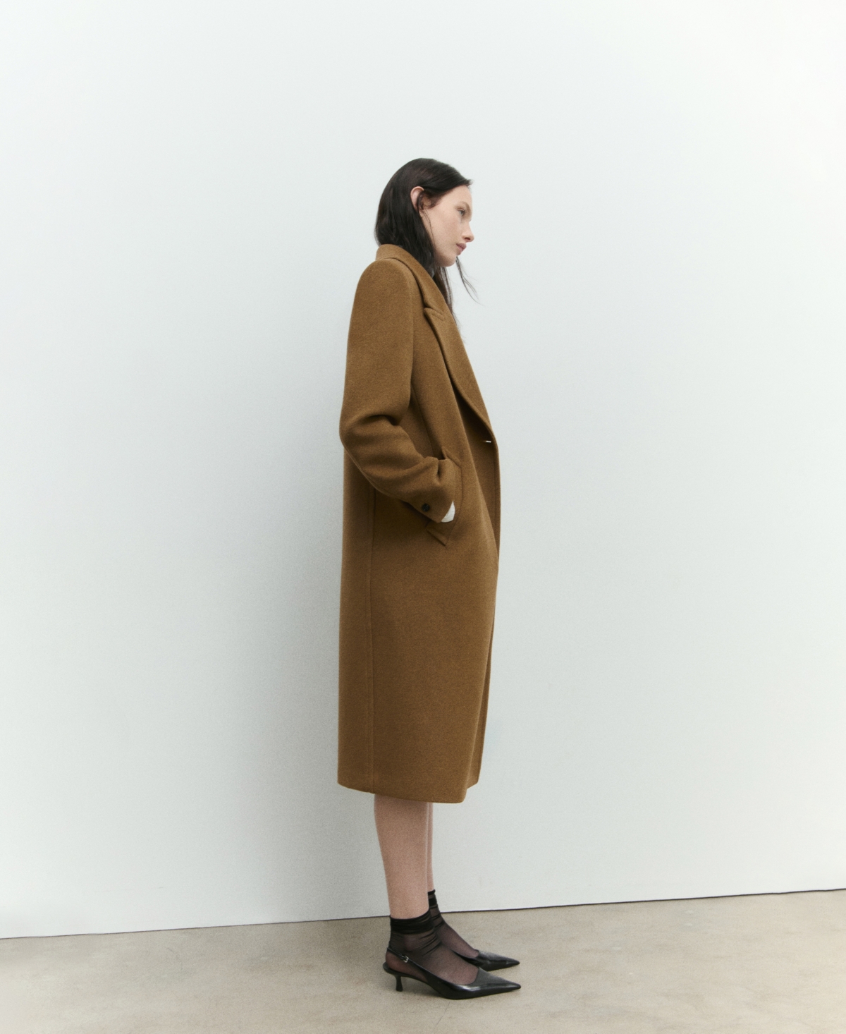 Shop Mango Women's Structured Wool Coat In Ochre