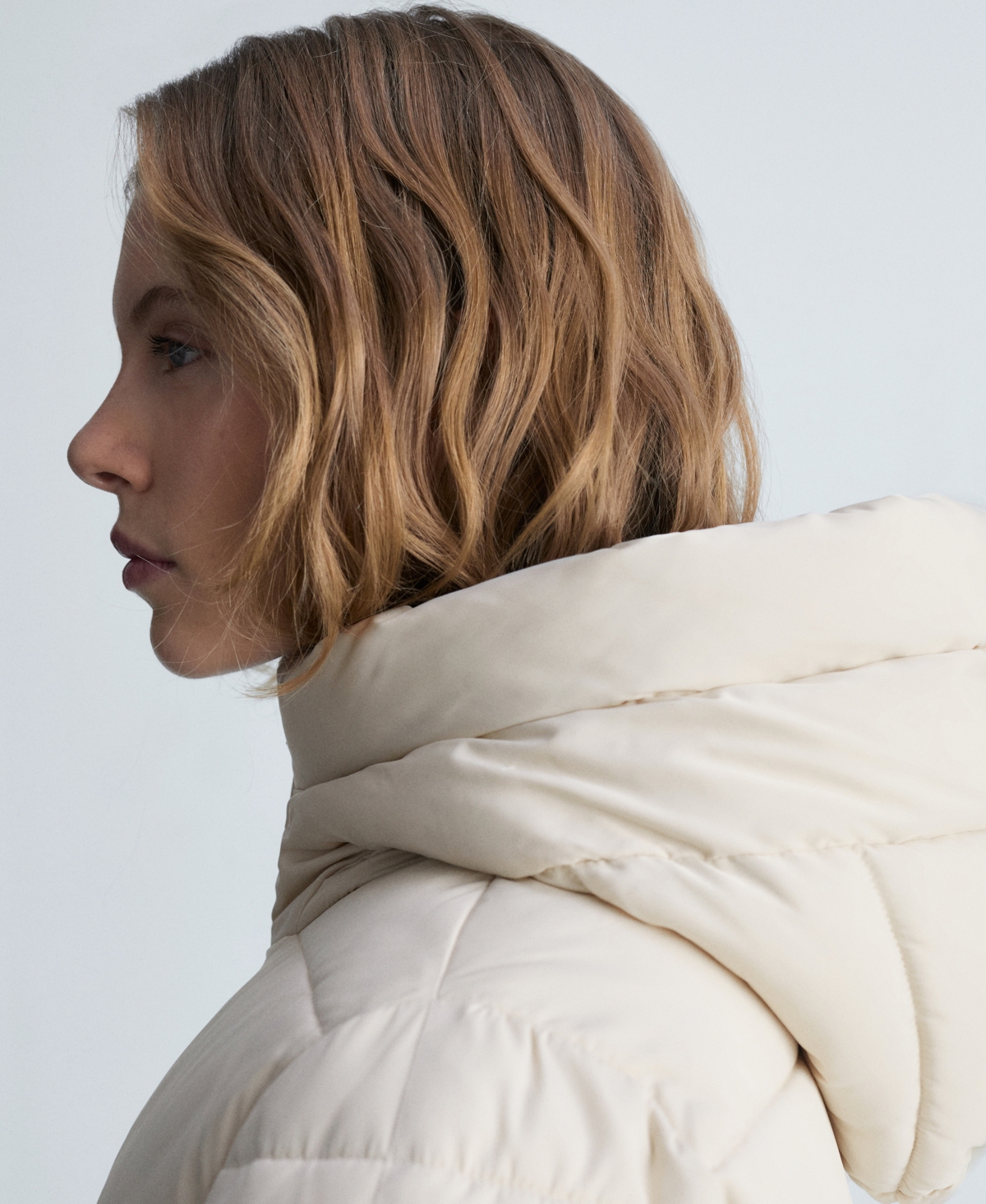 Shop Mango Women's Hood Quilted Coat In Ecru