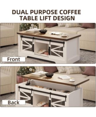 Lift Top Coffee Table with Storage Shelf and Hidden Compartment