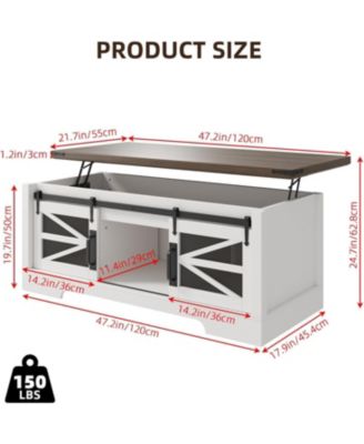 Lift Top Coffee Table with Storage Shelf and Hidden Compartment
