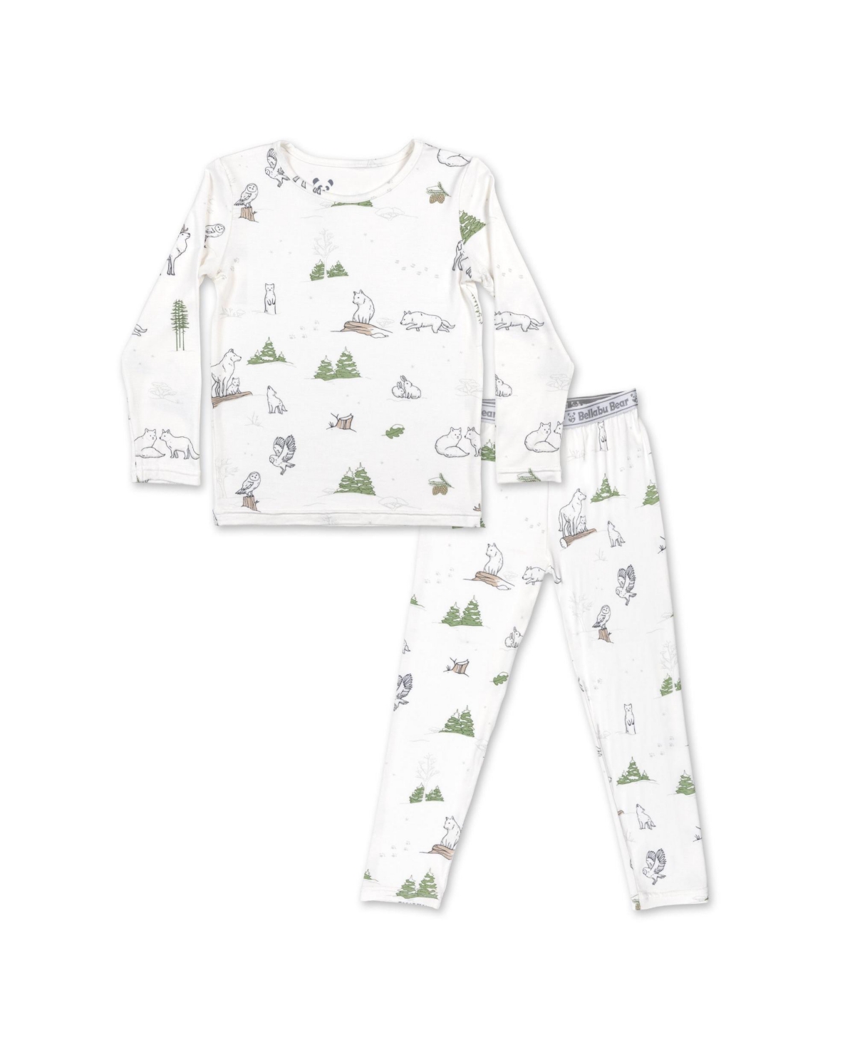 Bellabu Bear Kids Unisex Kids Winter Forest Animals Set Of 2 Piece Pajamas In Winter Forest Animals