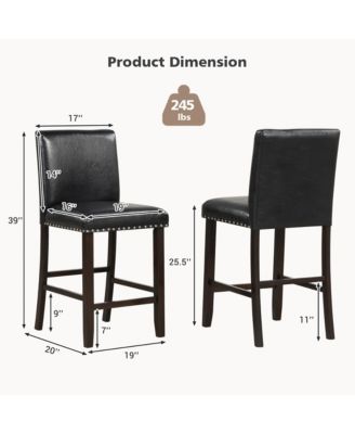 Set of 2 Bar Stools PVC Leather Counter Height Chairs for Kitchen Island
